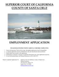 Document preview: Employment Application - Santa Cruz County, California