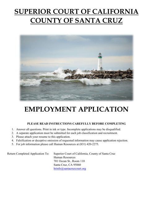 Employment Application - Santa Cruz County, California