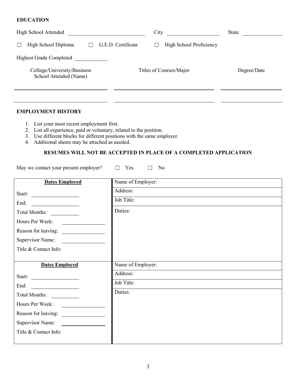 Employment Application - Santa Cruz County, California, Page 3