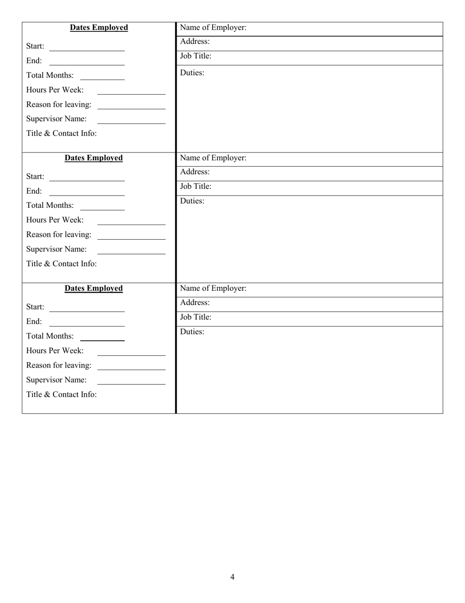 Employment Application - Santa Cruz County, California, Page 4