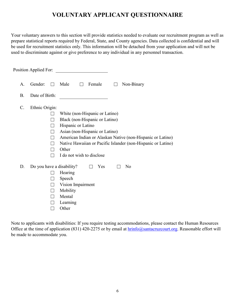 Employment Application - Santa Cruz County, California, Page 6
