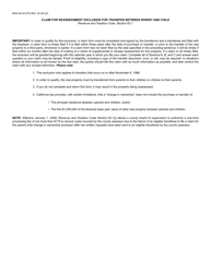 Form BOE-58-AH Claim for Reassessment Exclusion for Transfer Between Parent and Child - California, Page 3