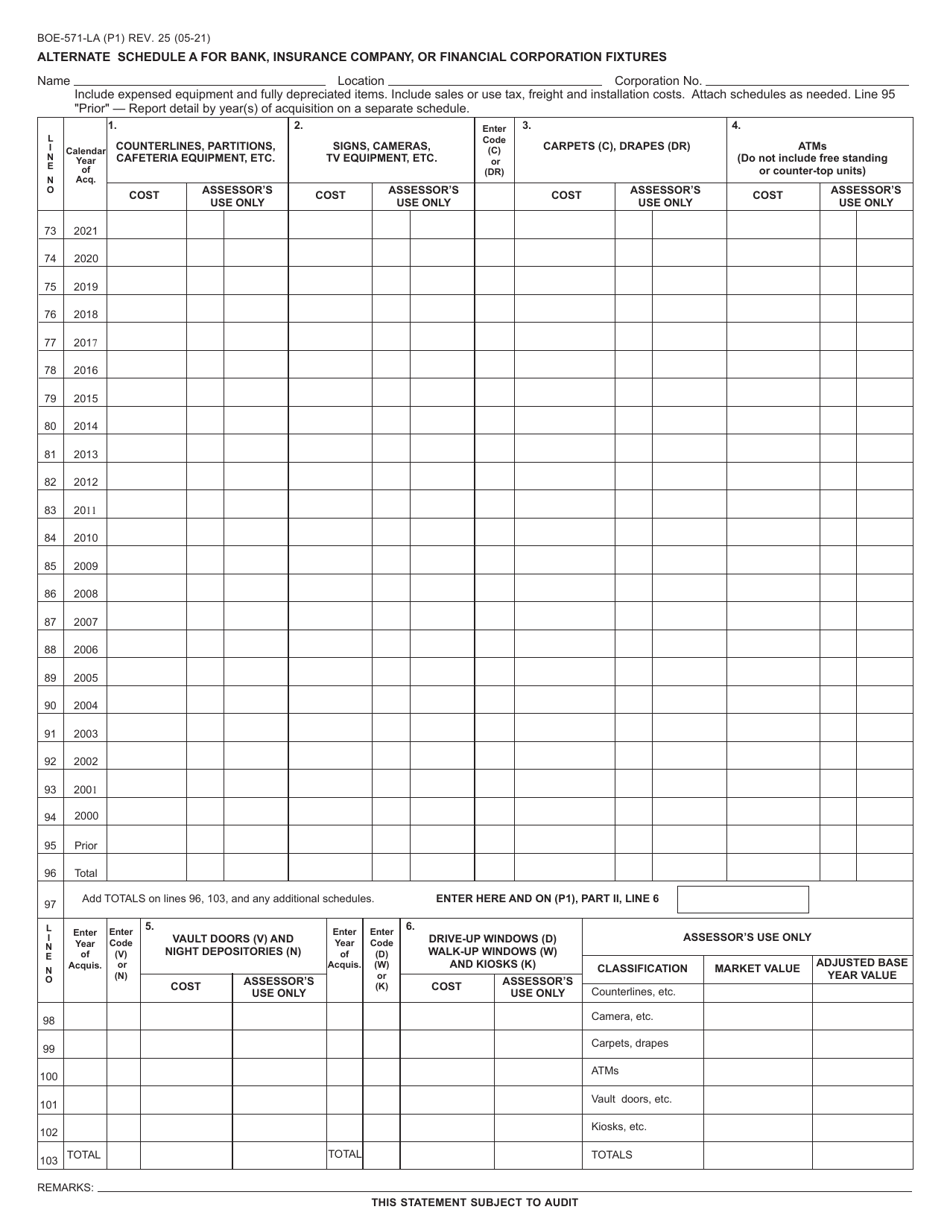 Form BOE-571-LA - Fill Out, Sign Online and Download Fillable PDF ...