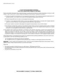 Form BOE-62-LRDP Claim for Reassessment Reversal for Local Registered Domestic Partners - California, Page 2