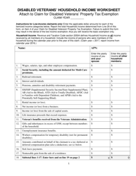 Document preview: Disabled Veterans' Household Income Worksheet - County of Santa Cruz, California