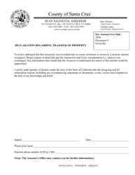 &quot;Declaration Regarding Transfer of Property&quot; - County of Santa Cruz, California