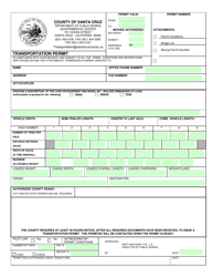 Document preview: Transportation Permit - County of Santa Cruz, California