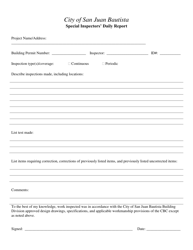 Special Inspection and Testing Form - City of San Juan Bautista, California, Page 9