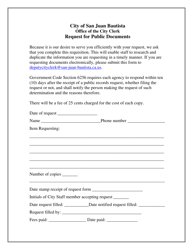 Document preview: Request for Public Documents - City of San Juan Bautista, California