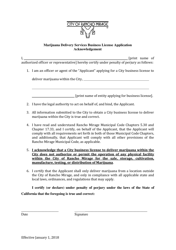 Marijuana Delivery Services Business License Application - City of Rancho Mirage, California, Page 2