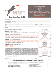&quot;Dog Park Donation Request Form&quot; - City of Rancho Mirage, California
