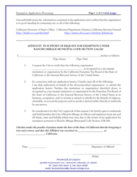 Exemption Application for Religious, Charitable or Nonprofit Organization - City of Rancho Mirage, California, Page 2