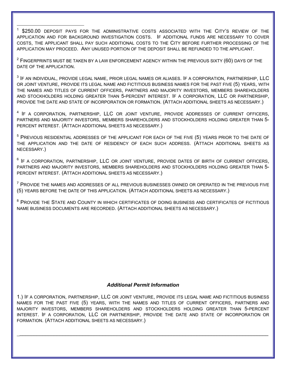 Consignment Store Permit Application - City of Rancho Mirage, California, Page 8