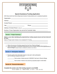 Document preview: Special Assistance Funding Application - City of Rancho Mirage, California