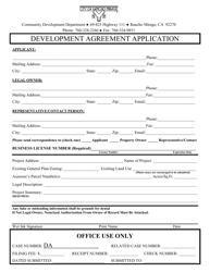 Development Agreement Application - City of Rancho Mirage, California