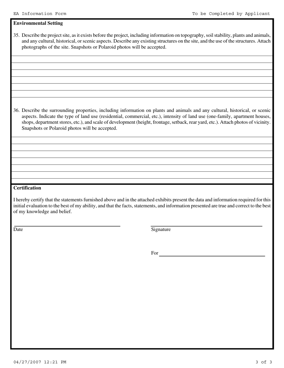 Environmental Information Form - City of Rancho Mirage, California, Page 3