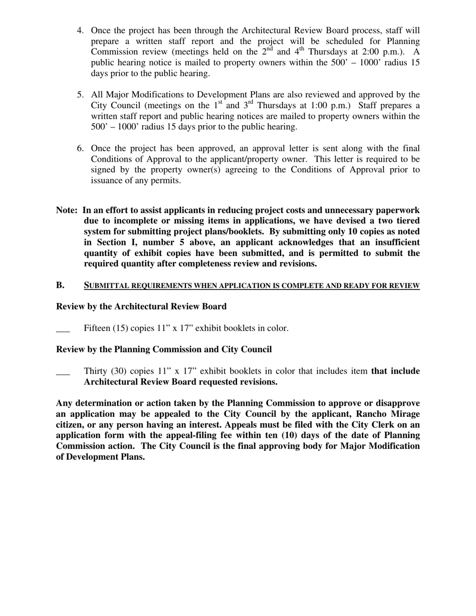 Major Modification of Development Plan Application - City of Rancho Mirage, California, Page 3