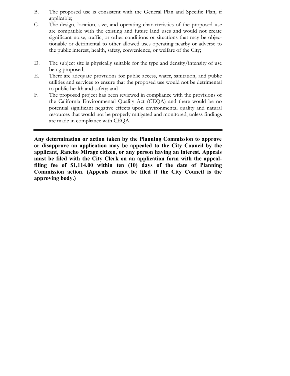Modification of Conditional Use Permit Application - City of Rancho Mirage, California, Page 3