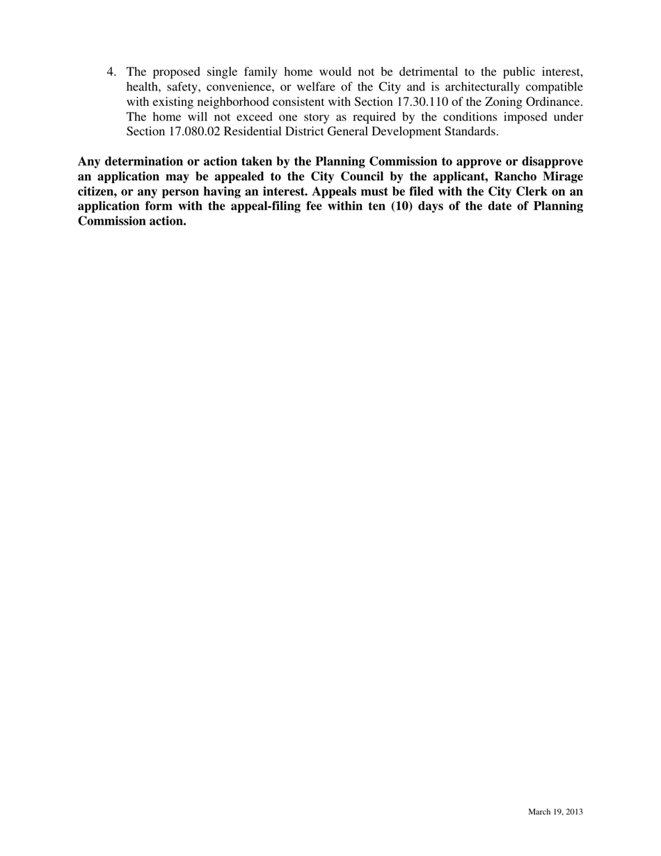 Single Family Permit Application - Single Story Maximum 20 Feet or Less From Finished Pad - City of Rancho Mirage, California, Page 4
