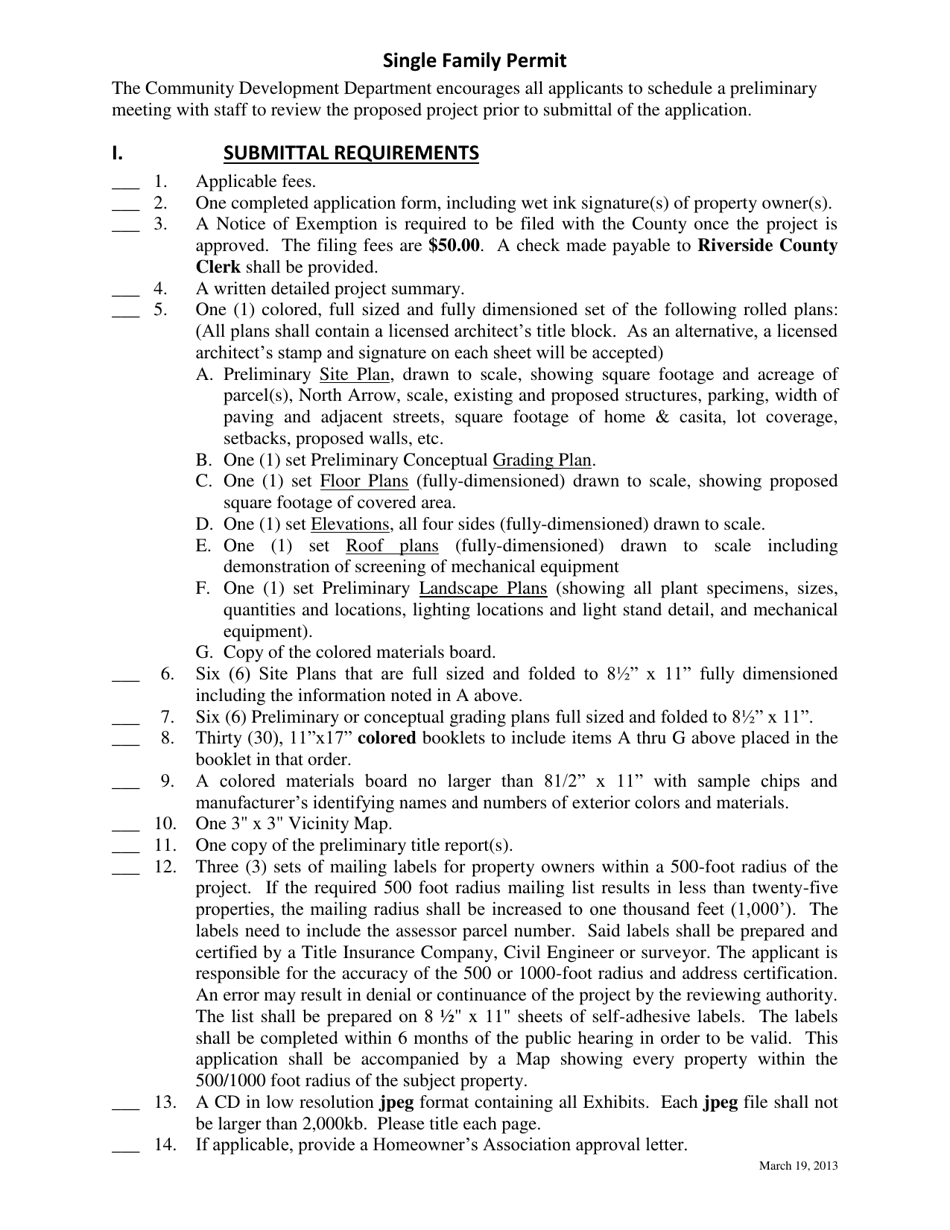 Single Family Permit Application - Two Story and / or Over 20 Feet High From Finished Pad - City of Rancho Mirage, California, Page 2