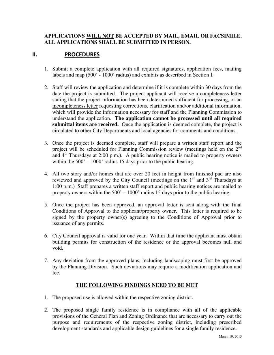 Single Family Permit Application - Two Story and / or Over 20 Feet High From Finished Pad - City of Rancho Mirage, California, Page 3