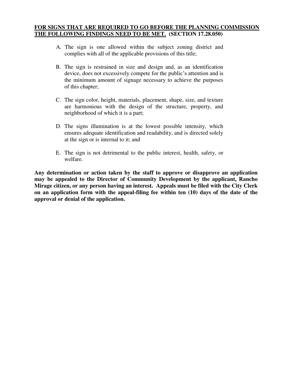 Sign Permit Application - City of Rancho Mirage, California, Page 3