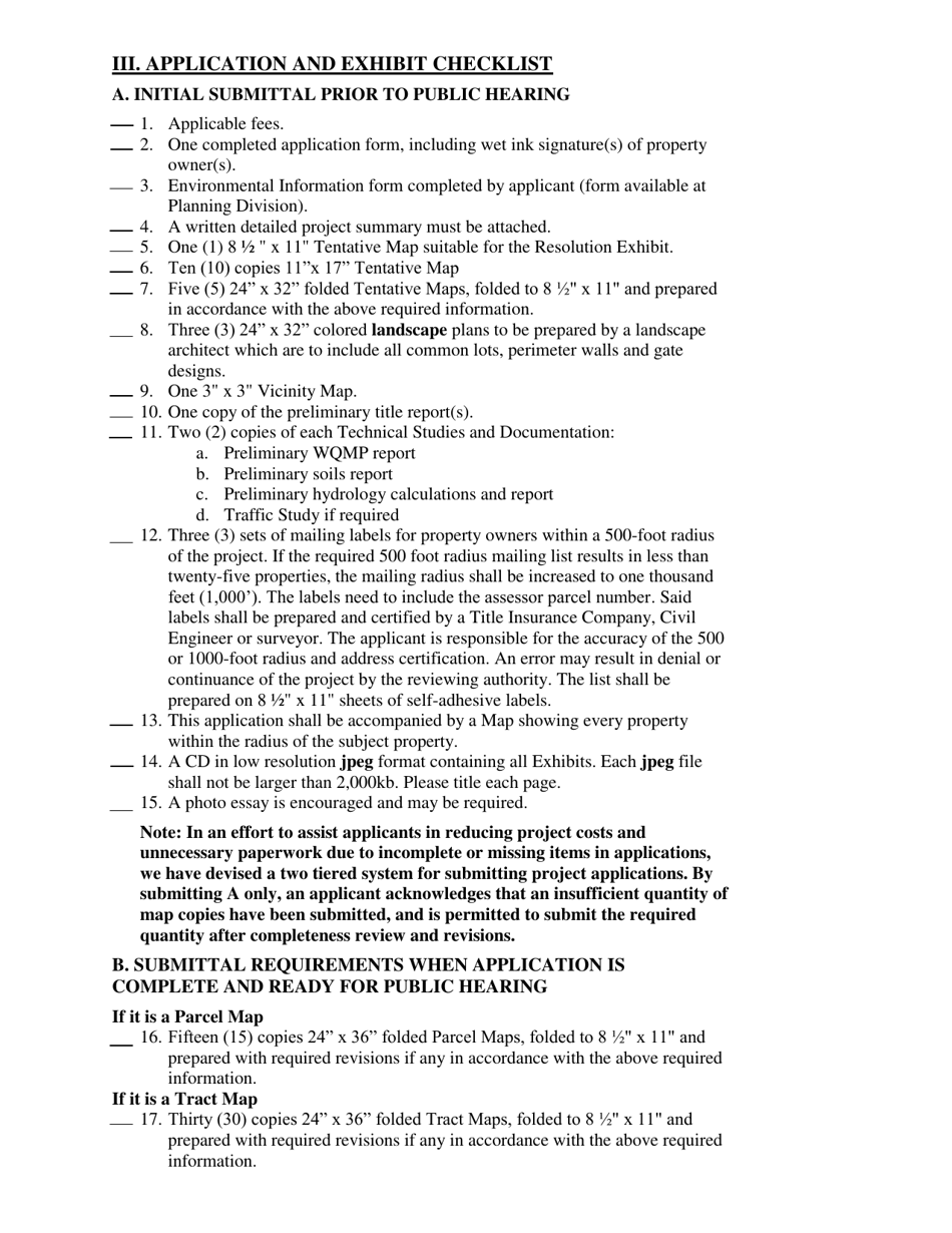 Tentative Tract / Parcel Map Application - City of Rancho Mirage, California, Page 3