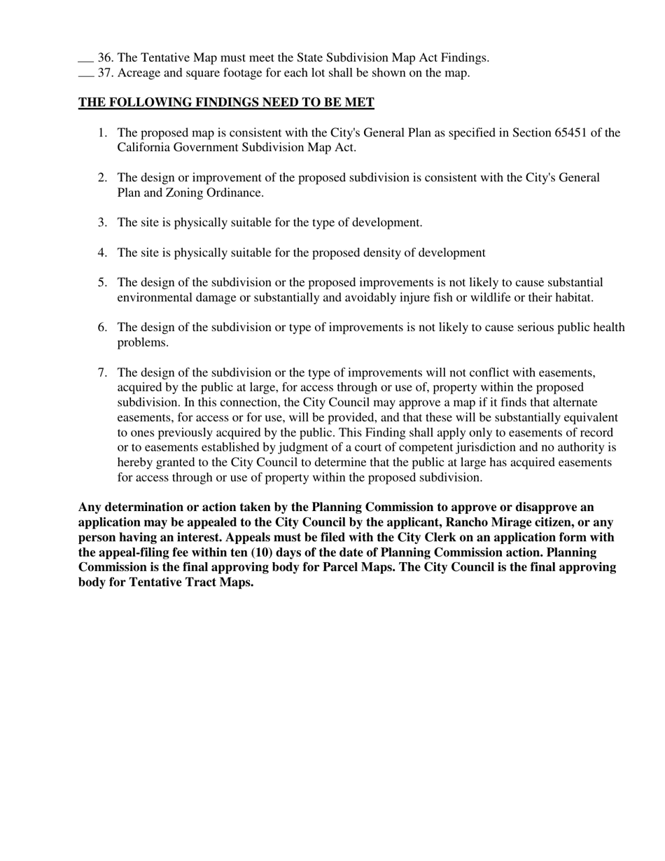 Tentative Tract / Parcel Map Application - City of Rancho Mirage, California, Page 5
