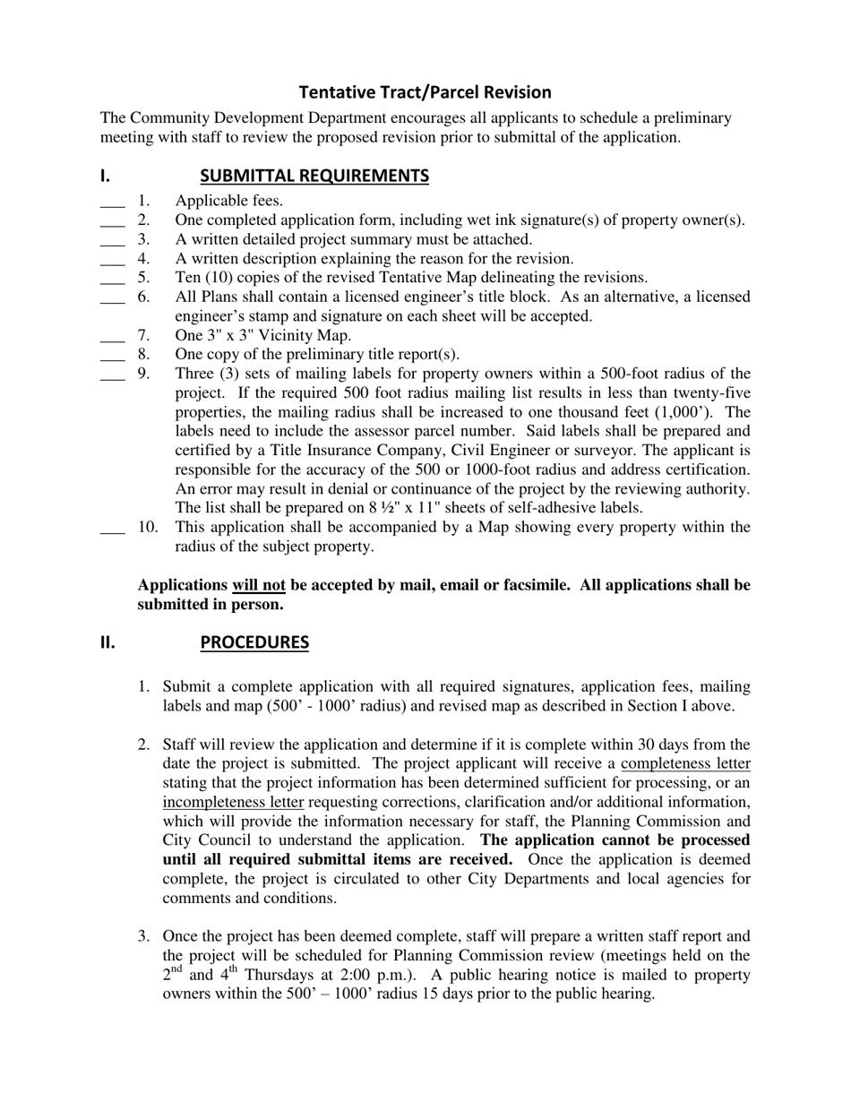 Tentative Tract / Parcel Map Revision Application - City of Rancho Mirage, California, Page 2