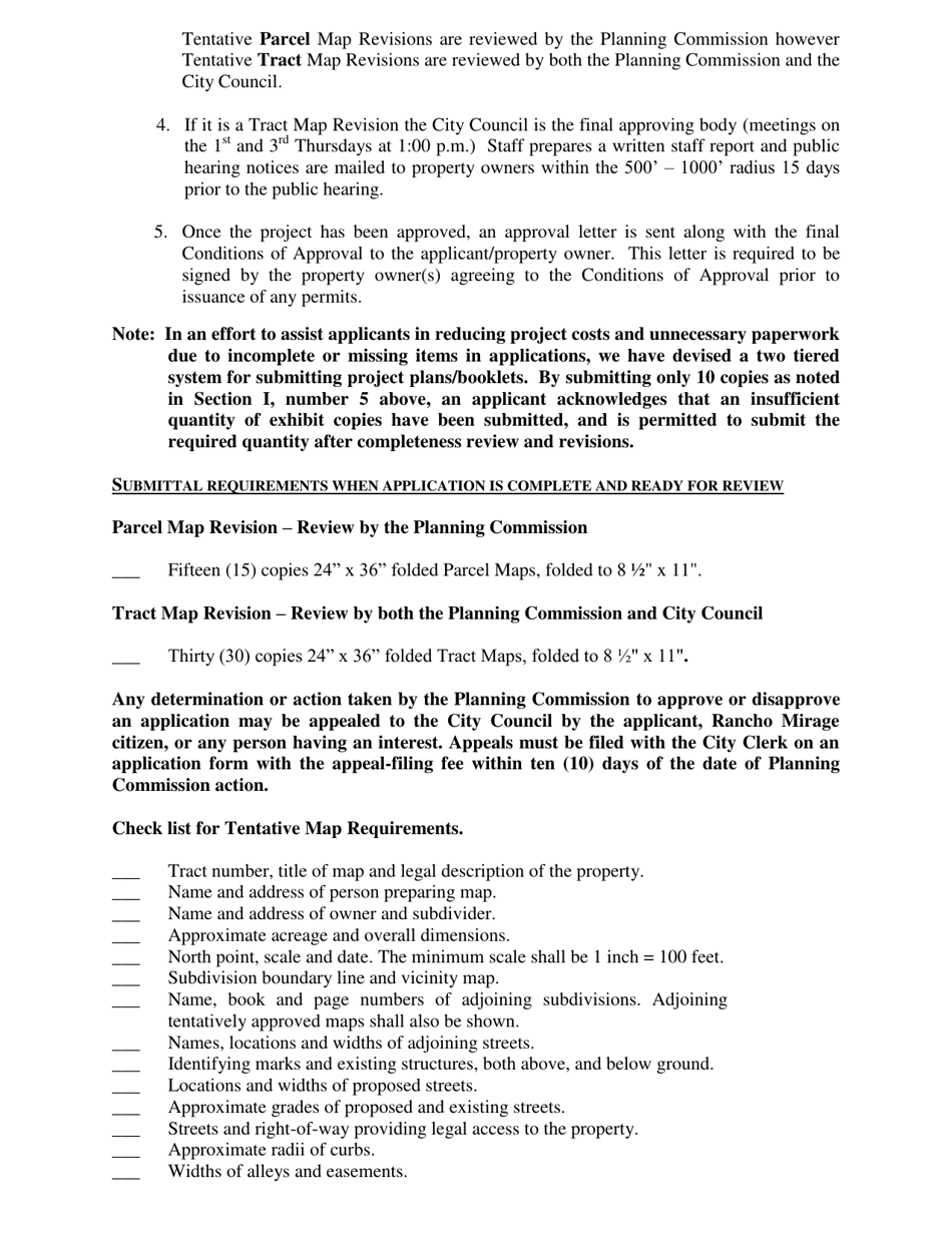 City of Rancho Mirage, California Tentative Tract/Parcel Map Revision ...