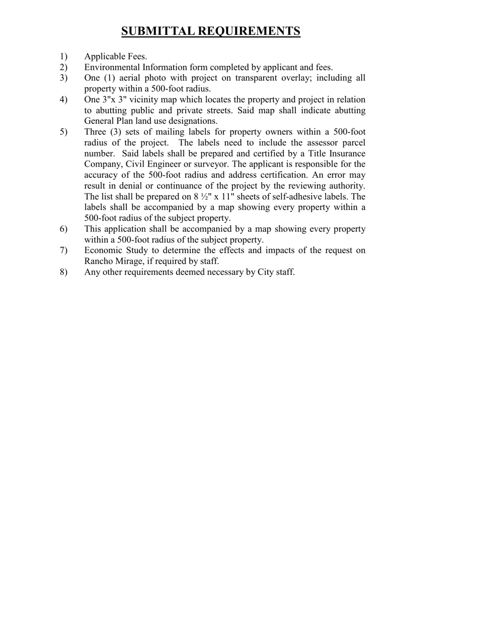 Zoning Map Amendment Application - City of Rancho Mirage, California, Page 2