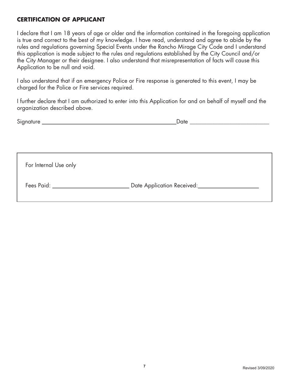 Special Event Application - City of Rancho Mirage, California, Page 7