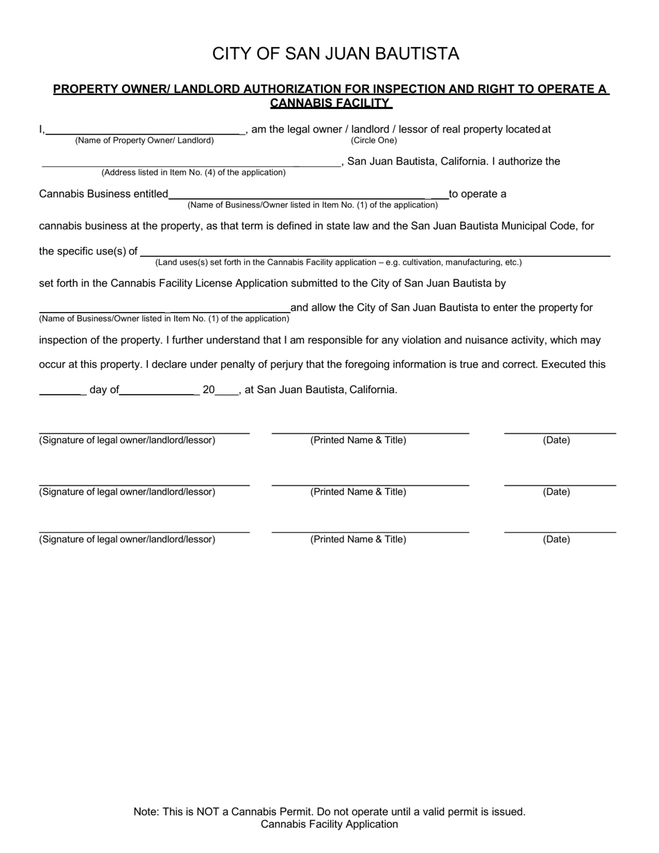 Application for Cannabis Facility Permit - City of San Juan Bautista, California, Page 13
