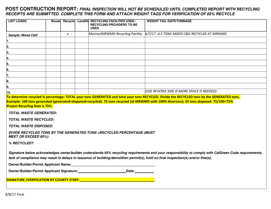 Construction  Demolition Recycling Plan - City of San Juan Bautista, California, Page 3
