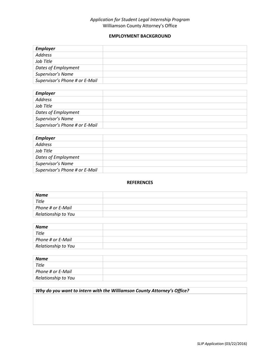 Application for Student Legal Internship Program - Williamson County, Texas, Page 3