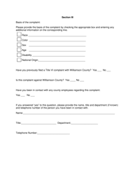 Title VI Complaint Form - Williamson County, Texas, Page 2