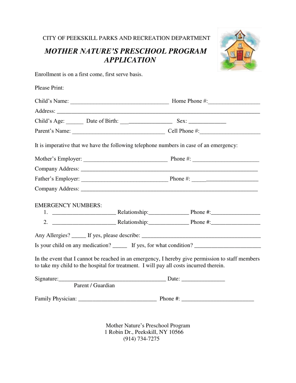 Mother Natures Preschool Program Application - City of Peekskill, New York, Page 6