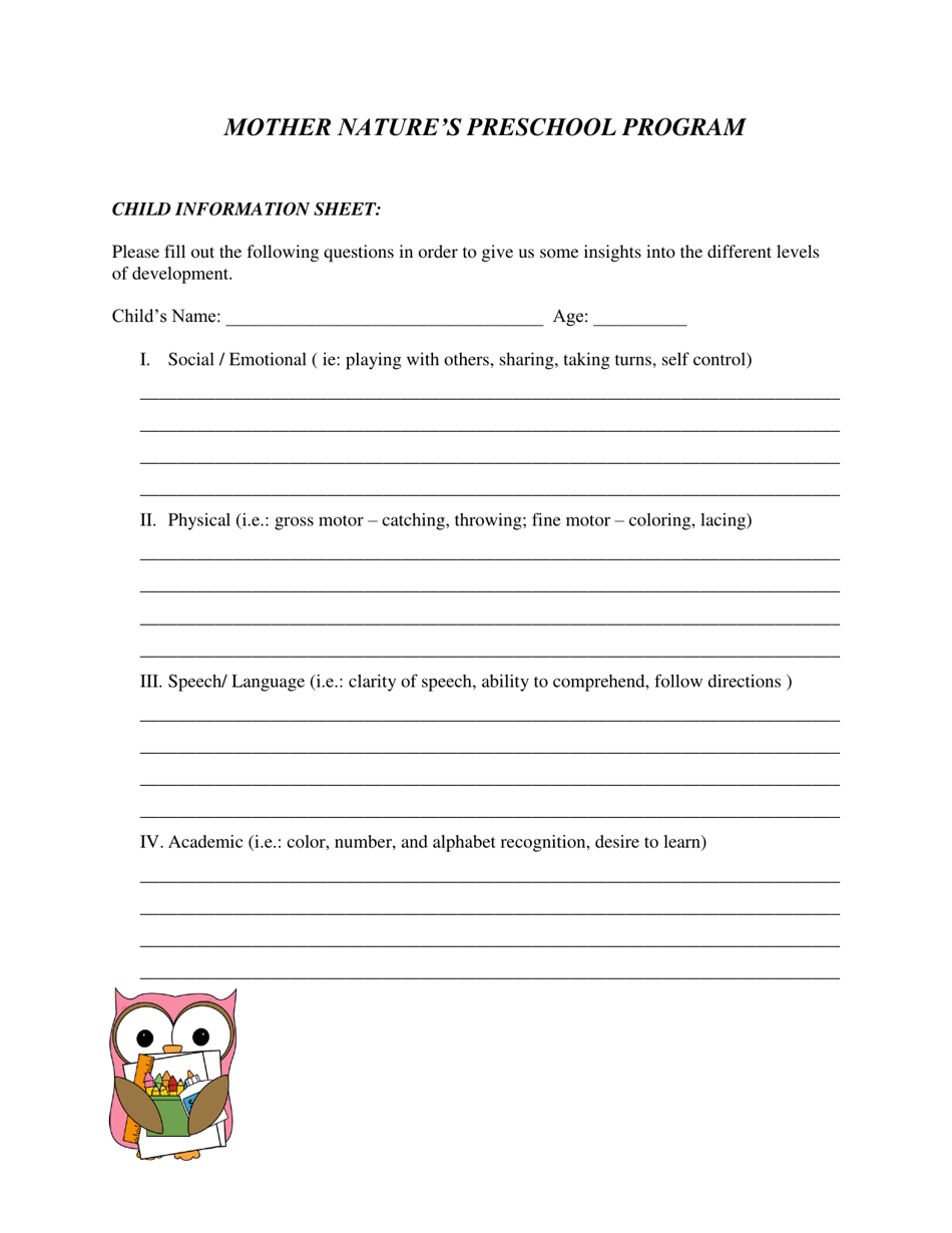 Mother Natures Preschool Program Application - City of Peekskill, New York, Page 7