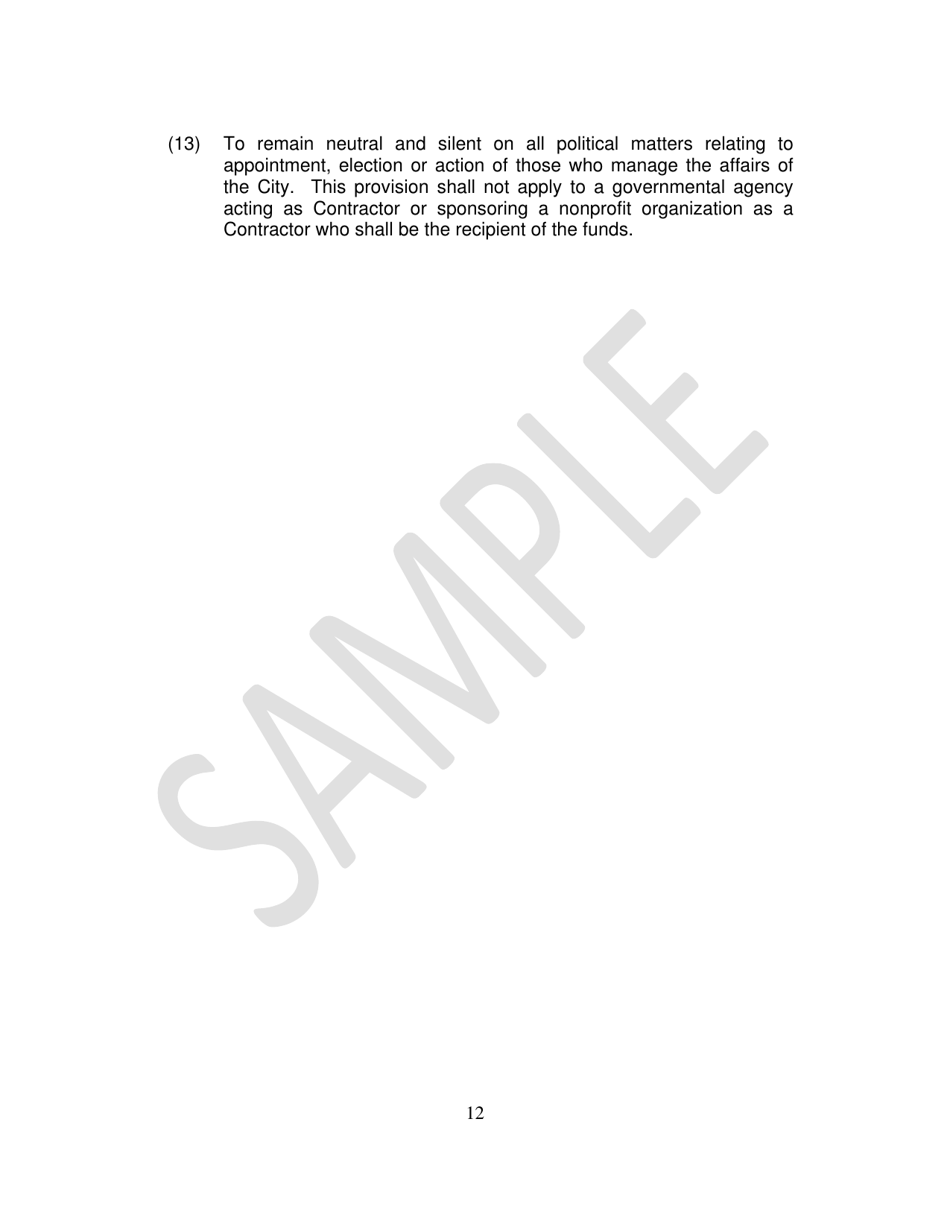 Special Assistance Funds Contract for Services - Sample - City of Rancho Mirage, California, Page 12