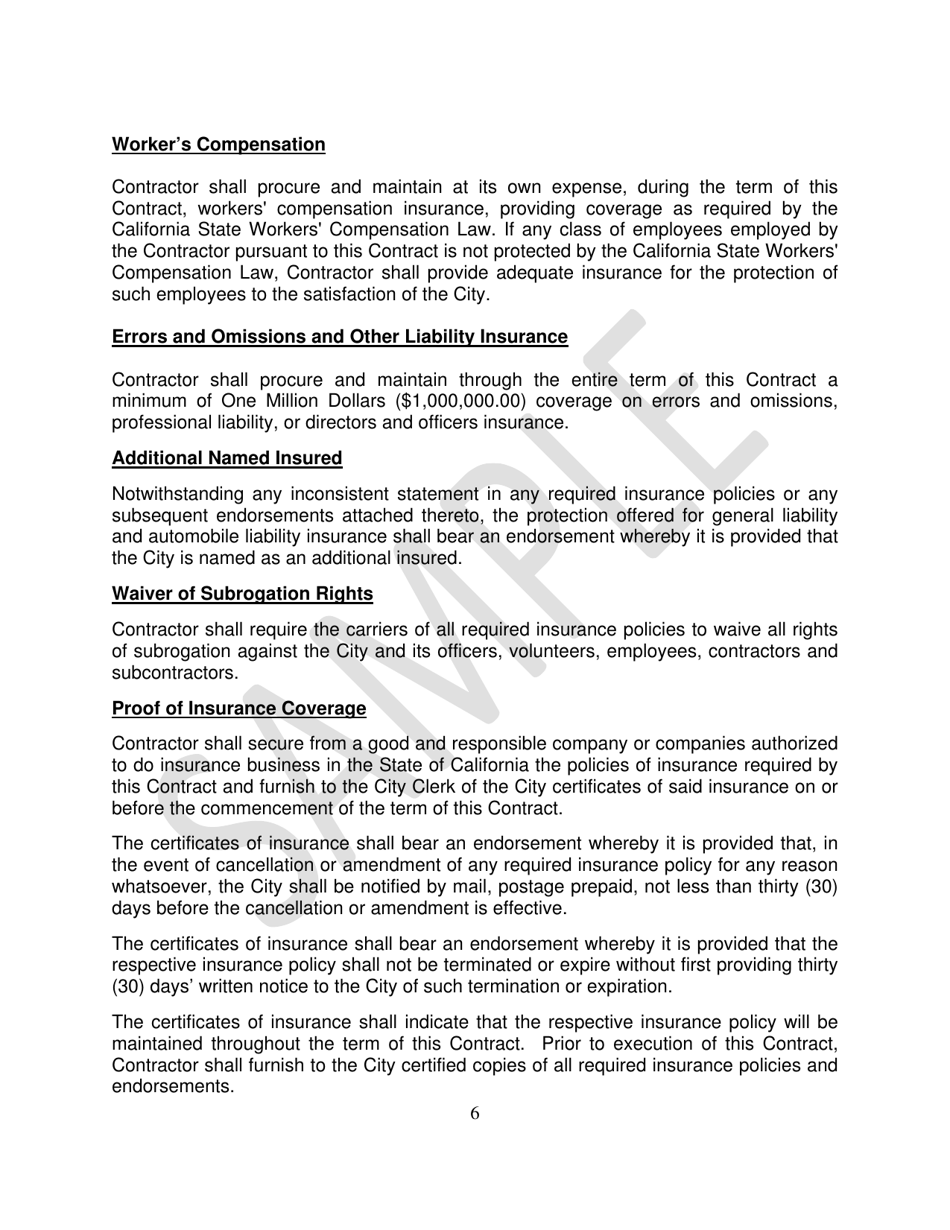 Special Assistance Funds Contract for Services - Sample - City of Rancho Mirage, California, Page 6