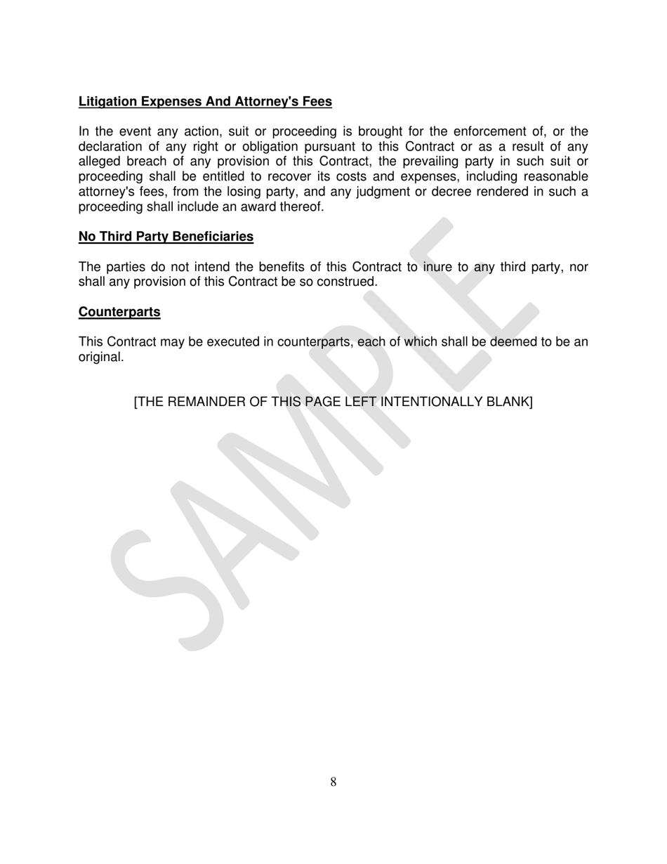 Special Assistance Funds Contract for Services - Sample - City of Rancho Mirage, California, Page 8