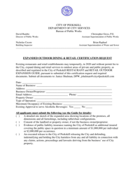 Document preview: Expanded Outdoor Dining & Retail Certification Request - City of Peekskill, New York