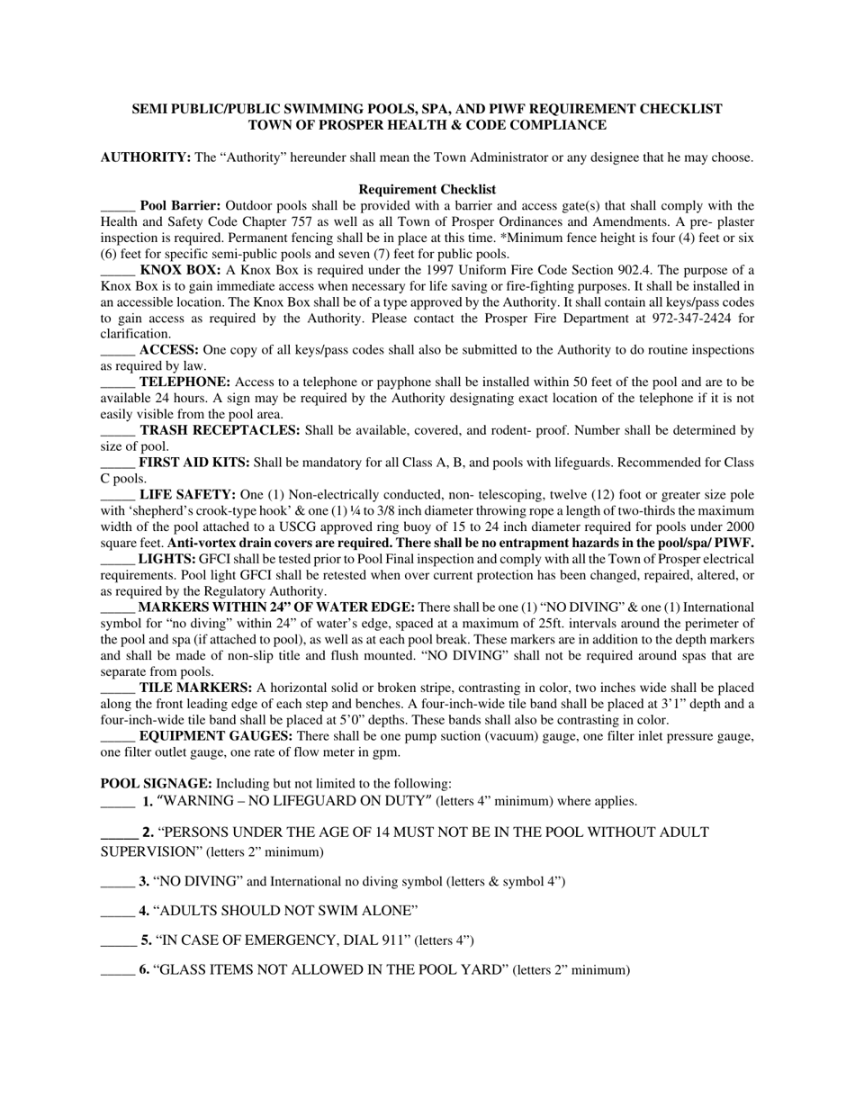 Public  Semi-public Swimming Pools / SPA / Piwfs Permit Application - Town of Prosper, Texas, Page 3