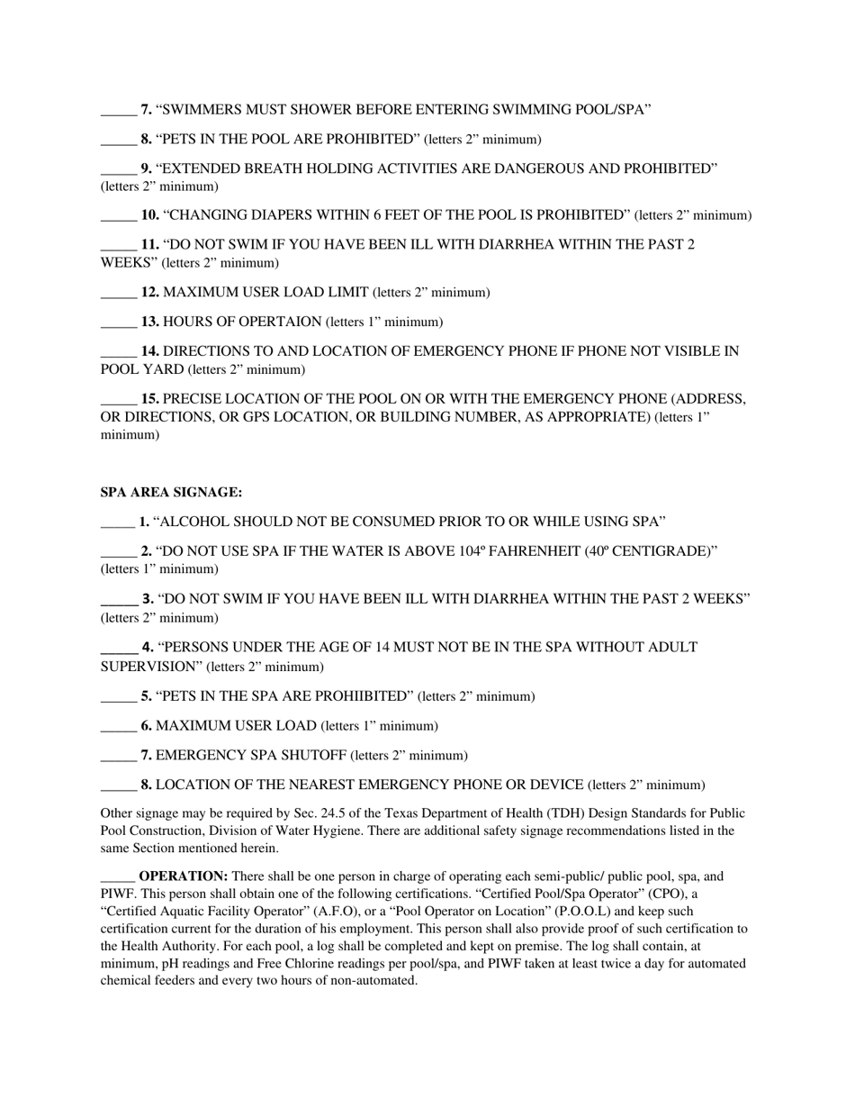 Public  Semi-public Swimming Pools / SPA / Piwfs Permit Application - Town of Prosper, Texas, Page 4