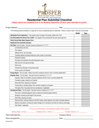 &quot;Residential Plan Submittal Checklist&quot; - Town of Prosper, Texas