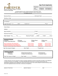 Document preview: Sign Permit Application - Town of Prosper, Texas