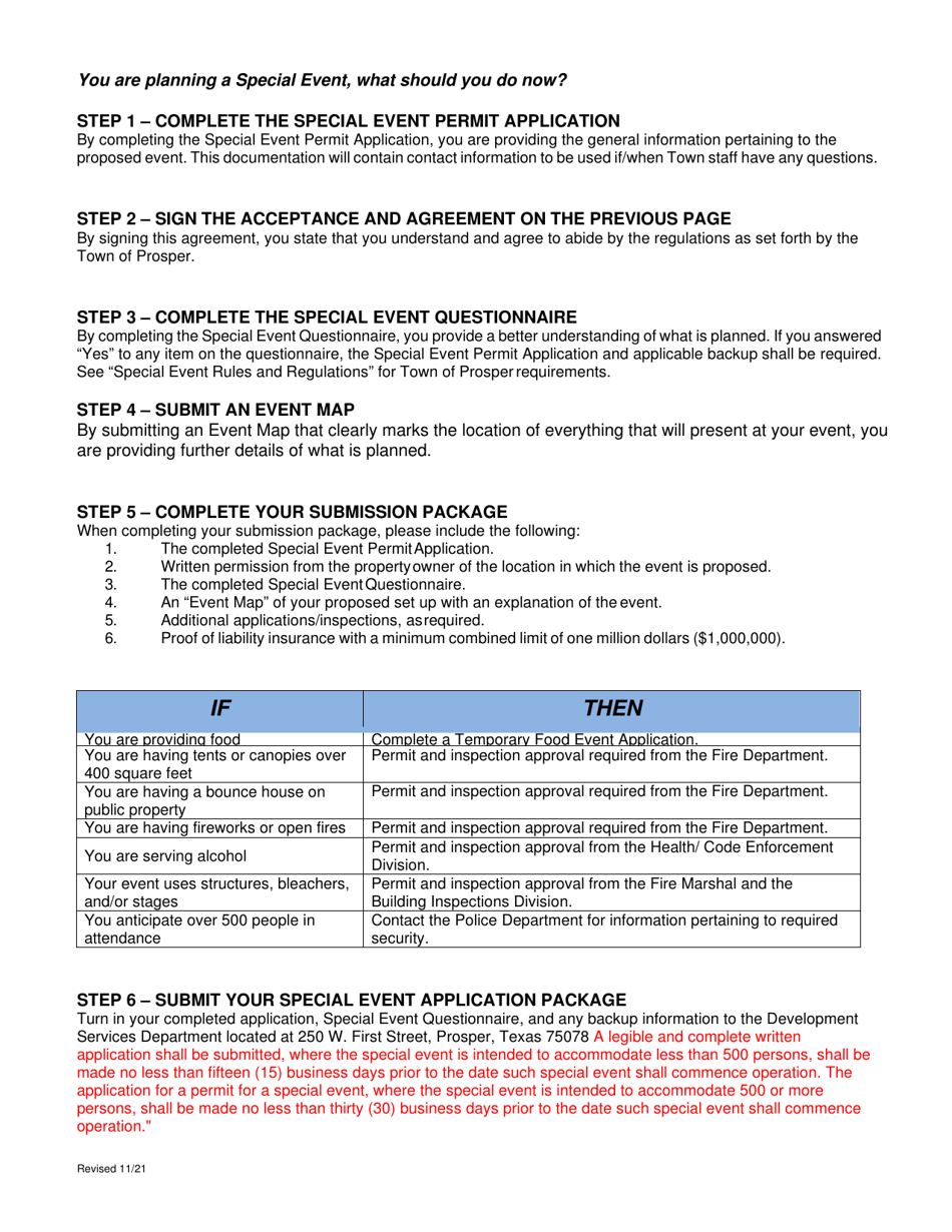 Special Event Permit Application - Town of Prosper, Texas, Page 6