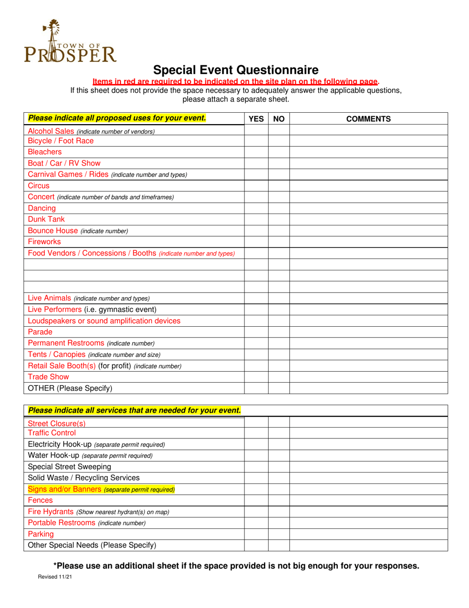 Special Event Permit Application - Town of Prosper, Texas, Page 8
