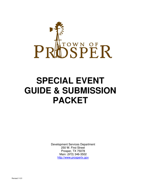 Special Event Permit Application - Town of Prosper, Texas Download Pdf