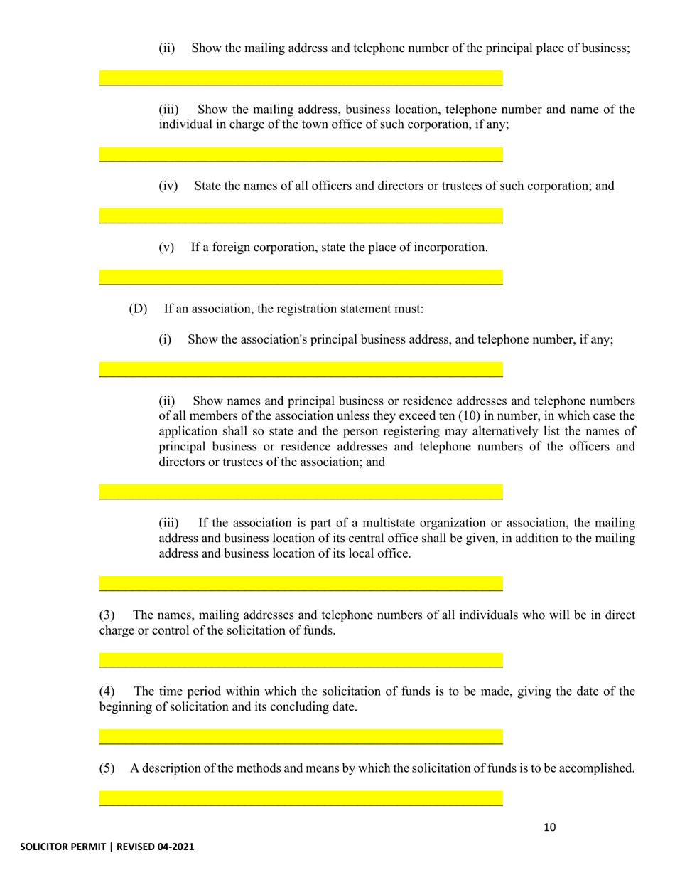Application for Solicitor Permit - Town of Prosper, Texas, Page 10